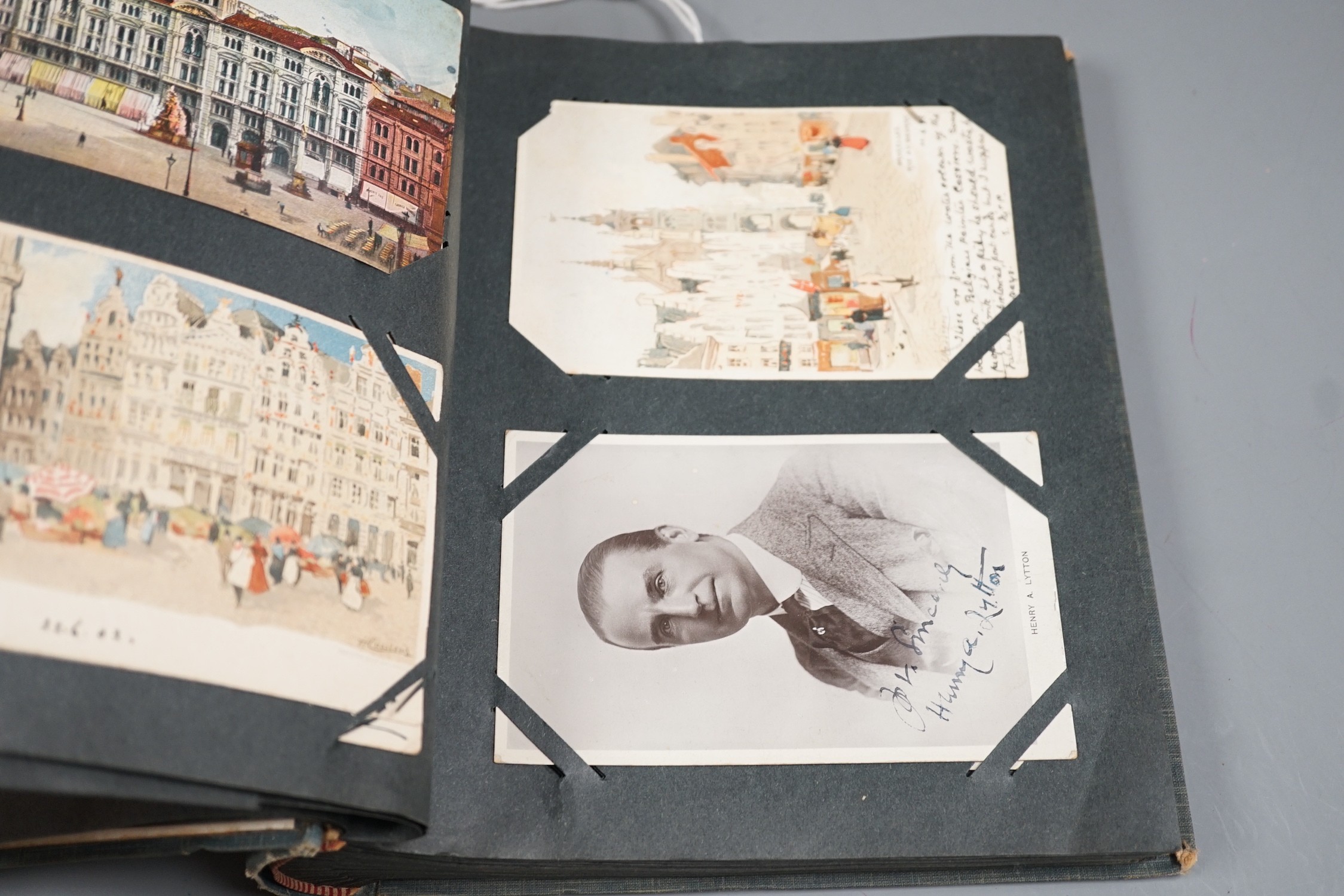 Two albums of postcards including novelty, British scenes and continental scenes including Dubrovnik, Penang, Paris etc.